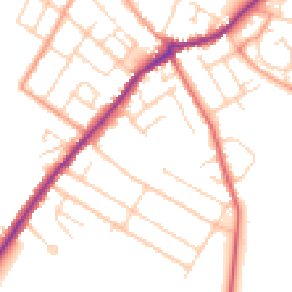 Daytime road noise heatmap for CT7 0BS