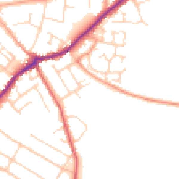 Daytime road noise heatmap for CT7 0BW