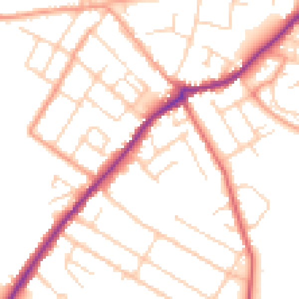 Daytime road noise heatmap for CT7 0BY