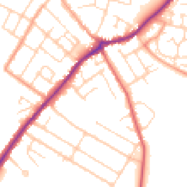 Daytime road noise heatmap for CT7 0BZ