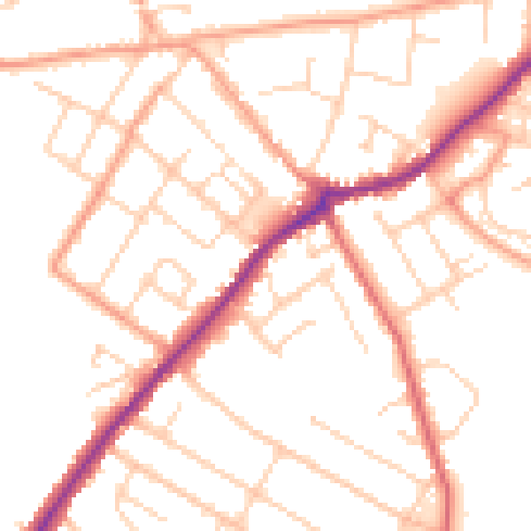 Daytime road noise heatmap for CT7 0DB