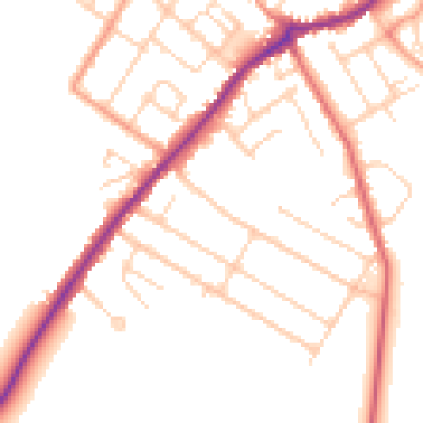 Daytime road noise heatmap for CT7 0DJ