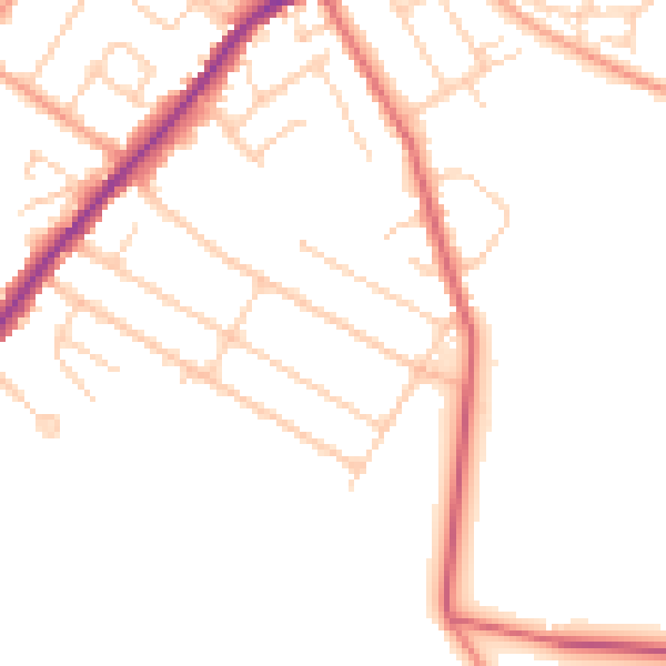 Daytime road noise heatmap for CT7 0DL