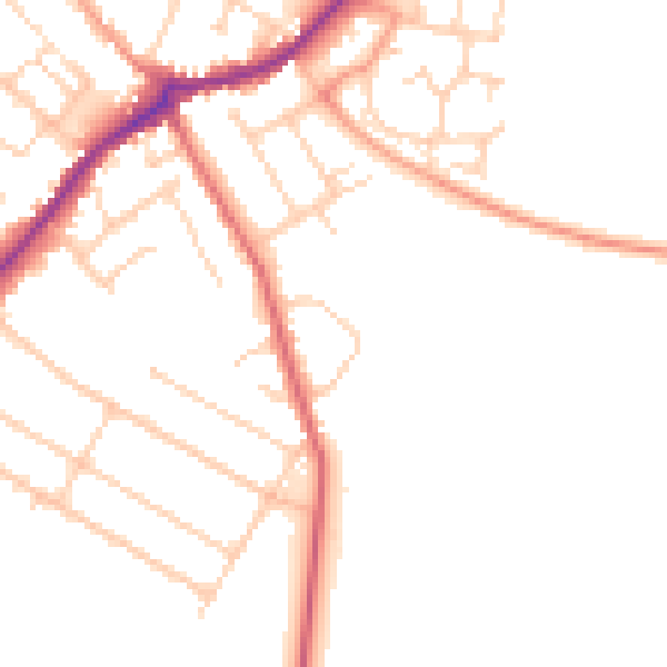 Daytime road noise heatmap for CT7 0DN