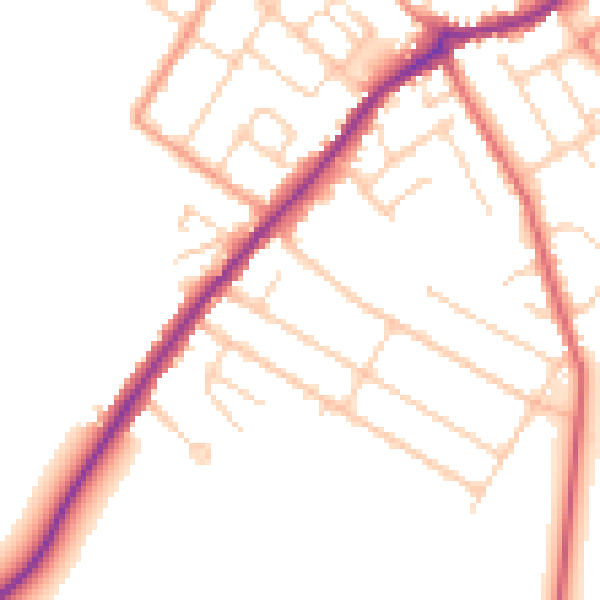 Daytime road noise heatmap for CT7 0DQ