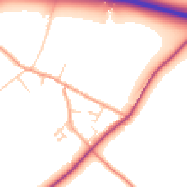 Daytime road noise heatmap for CT7 0DS