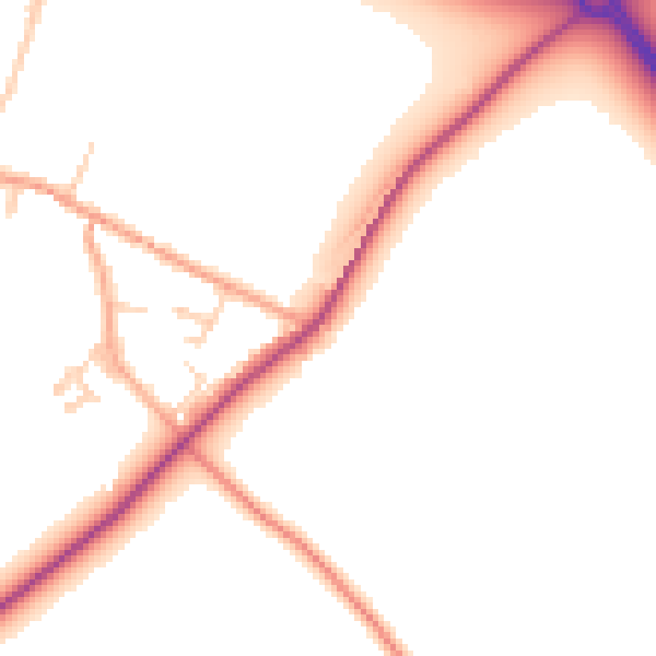 Daytime road noise heatmap for CT7 0PQ