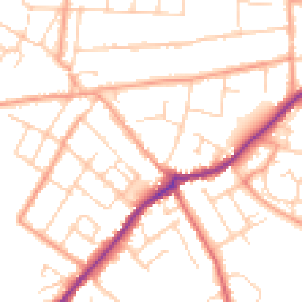 Daytime road noise heatmap for CT7 9DJ