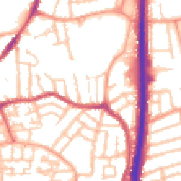 Daytime road noise heatmap for CV1 5BD