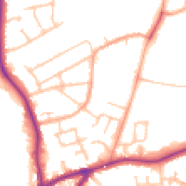 Daytime road noise heatmap for CV10 0BG