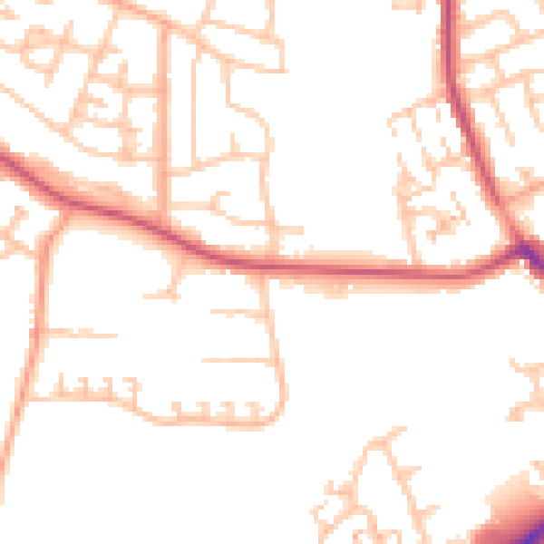 Daytime road noise heatmap for CV2 1AB