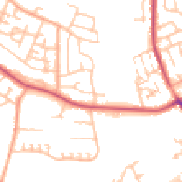 Daytime road noise heatmap for CV2 1AQ
