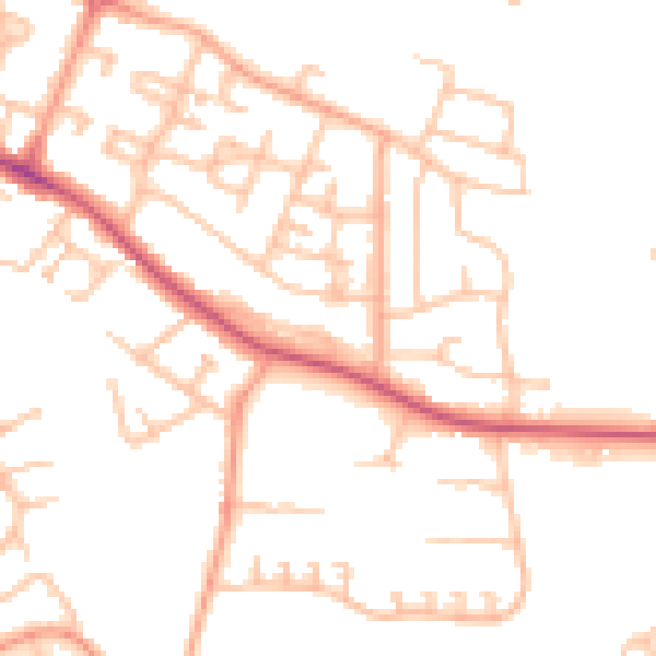 Daytime road noise heatmap for CV2 1AS