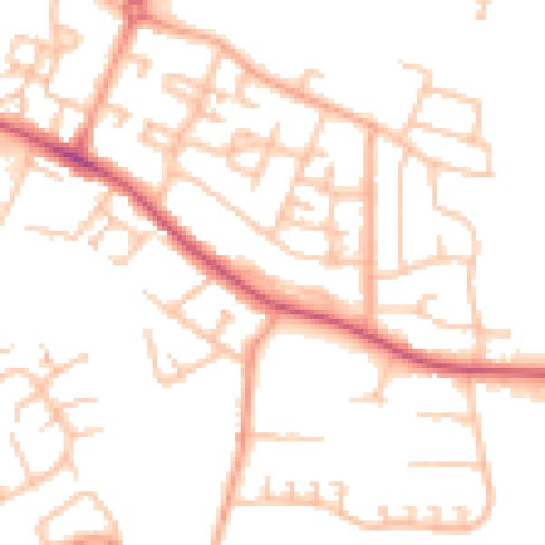 Daytime road noise heatmap for CV2 1AT