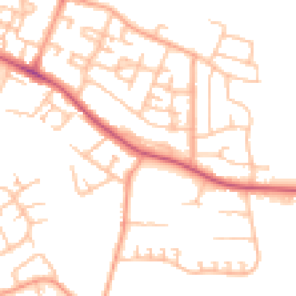 Daytime road noise heatmap for CV2 1AU