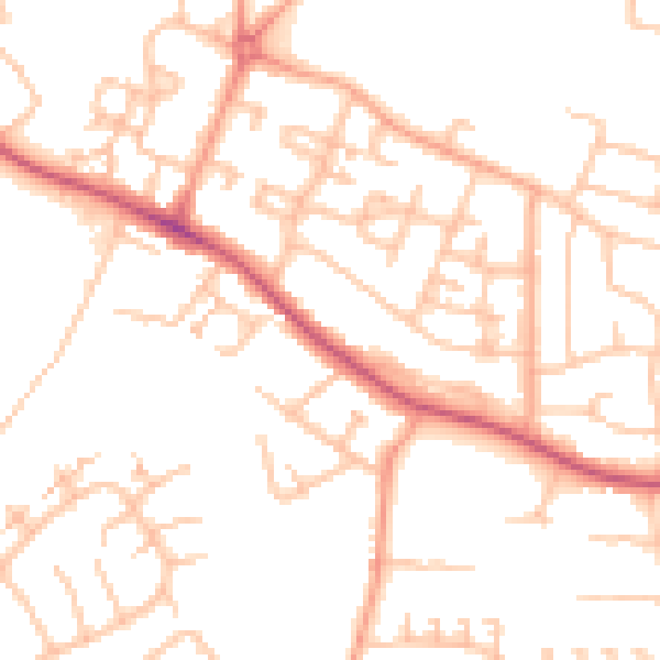 Daytime road noise heatmap for CV2 1AW
