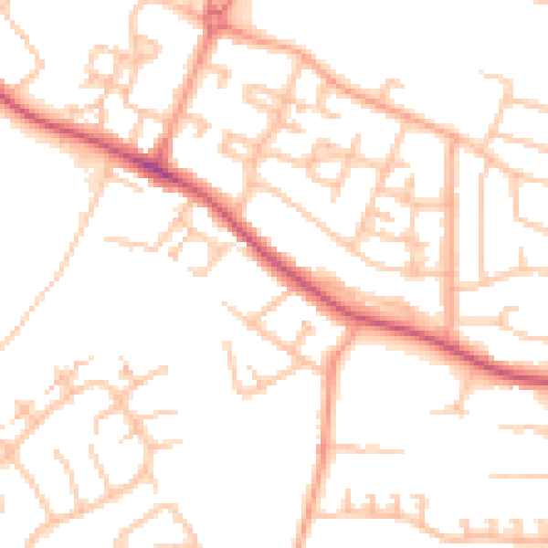 Daytime road noise heatmap for CV2 1AX