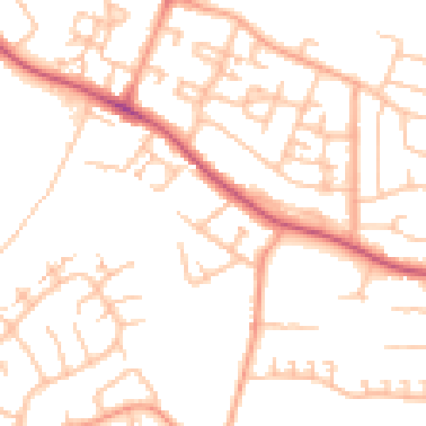 Daytime road noise heatmap for CV2 1AY
