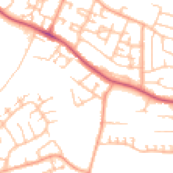 Daytime road noise heatmap for CV2 1AZ