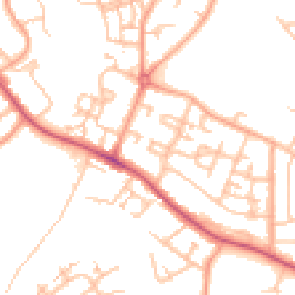 Daytime road noise heatmap for CV2 1BE