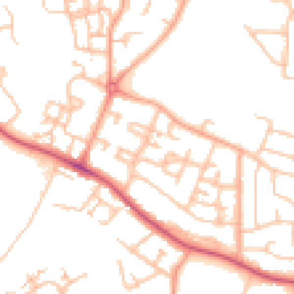 Daytime road noise heatmap for CV2 1BL