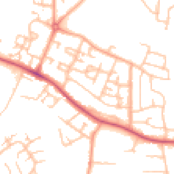 Daytime road noise heatmap for CV2 1BQ
