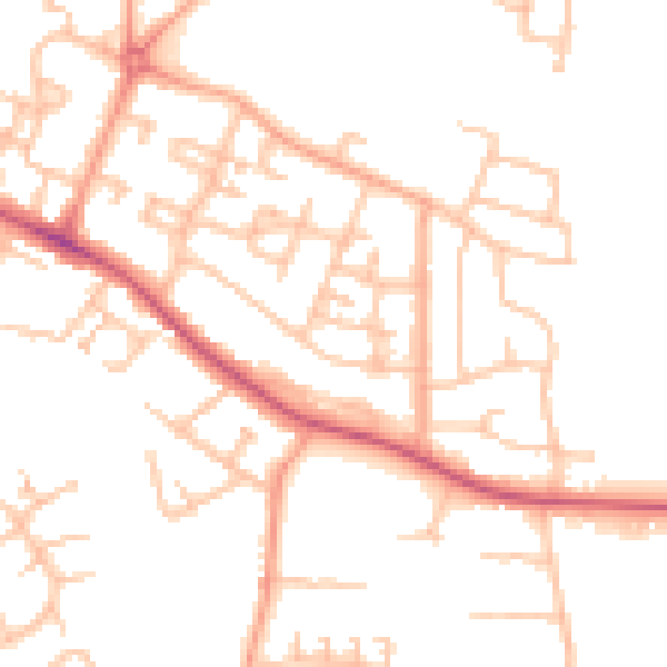 Daytime road noise heatmap for CV2 1BS