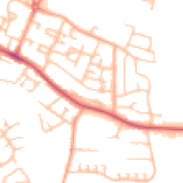 Daytime road noise heatmap for CV2 1BT