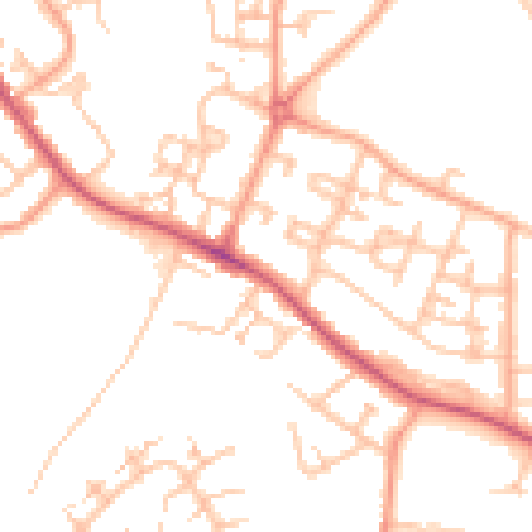 Daytime road noise heatmap for CV2 1BX