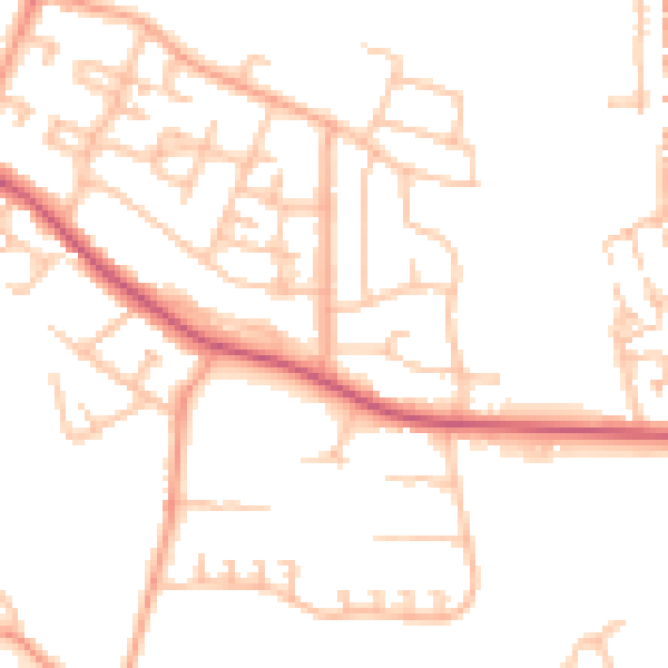 Daytime road noise heatmap for CV2 1DA