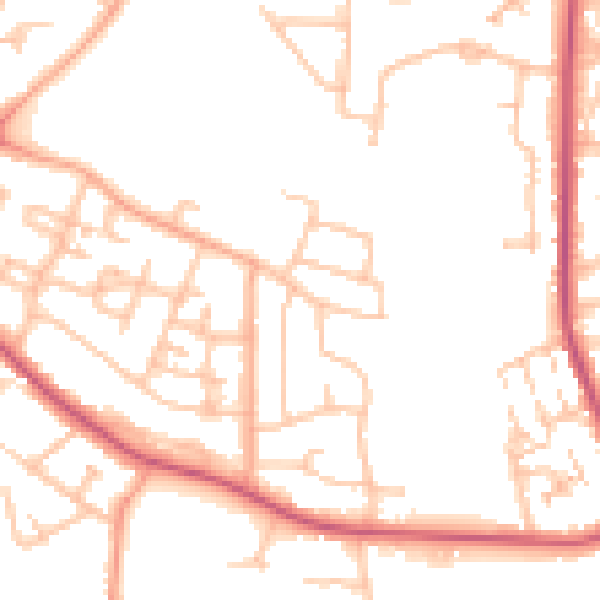Daytime road noise heatmap for CV2 1DE