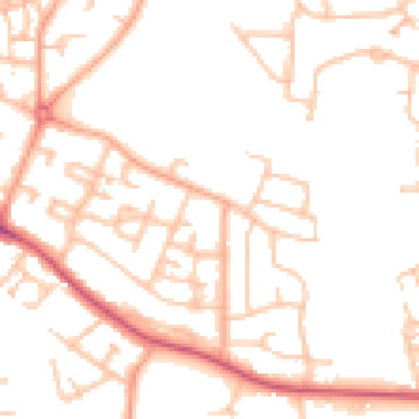 Daytime road noise heatmap for CV2 1DN