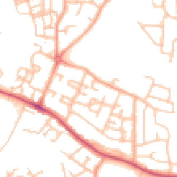 Daytime road noise heatmap for CV2 1DZ