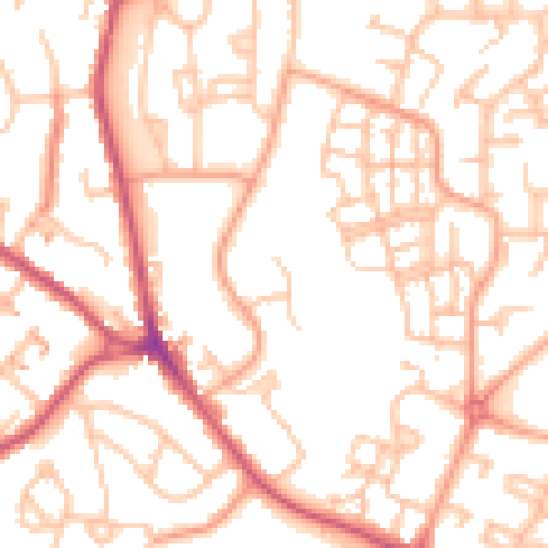 Daytime road noise heatmap for CV2 1NG