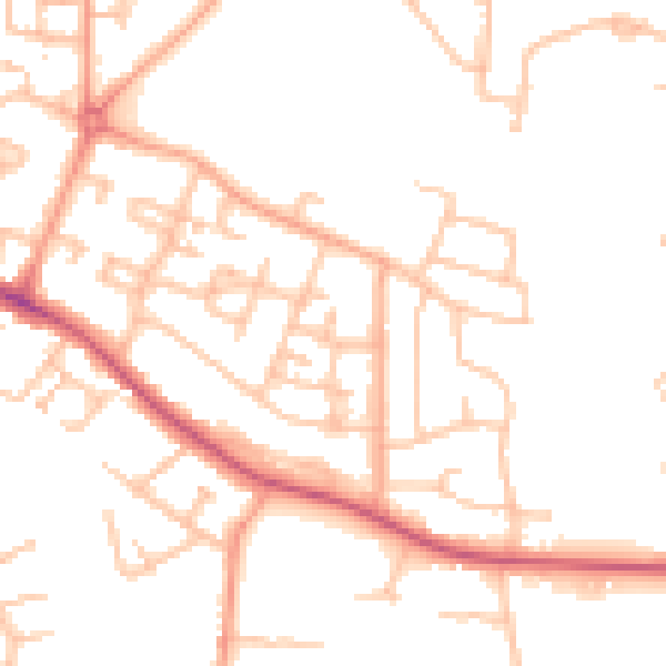 Daytime road noise heatmap for CV2 1TA