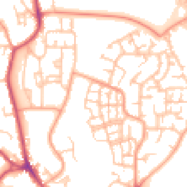 Daytime road noise heatmap for CV2 1UQ
