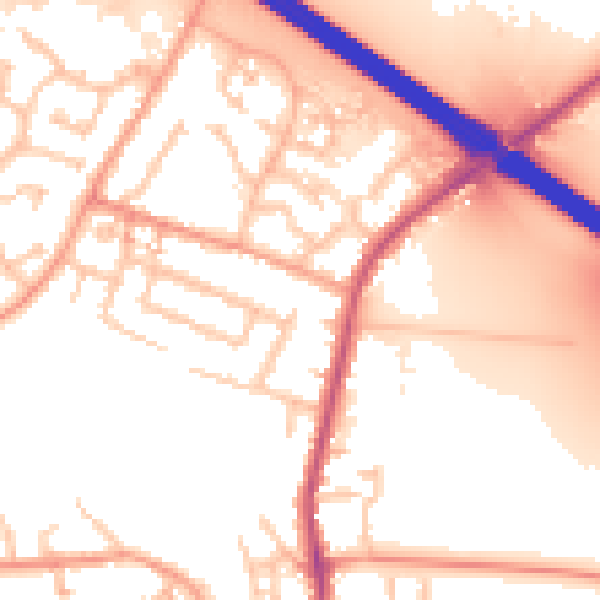 Daytime road noise heatmap for CV2 1UZ