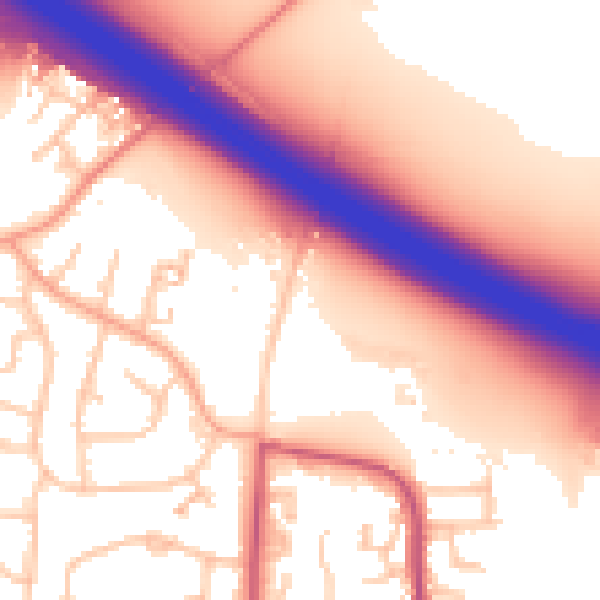 Daytime road noise heatmap for CV2 2AF