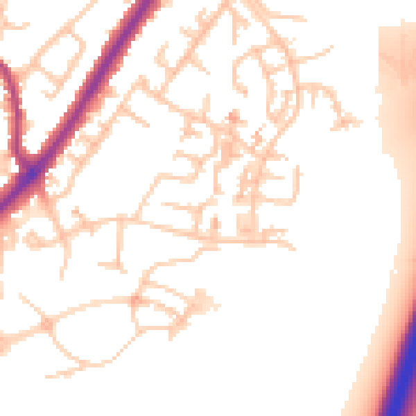 Daytime road noise heatmap for CV2 2BY