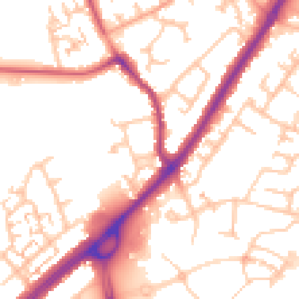 Daytime road noise heatmap for CV2 2DY