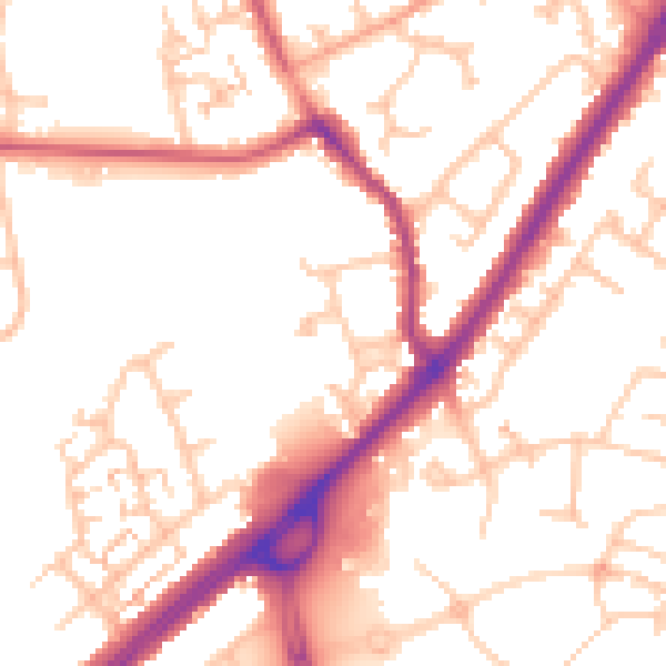 Daytime road noise heatmap for CV2 2DZ