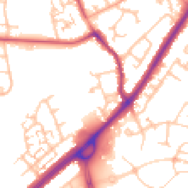 Daytime road noise heatmap for CV2 2EB
