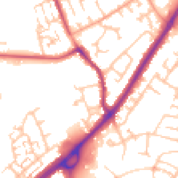 Daytime road noise heatmap for CV2 2EF