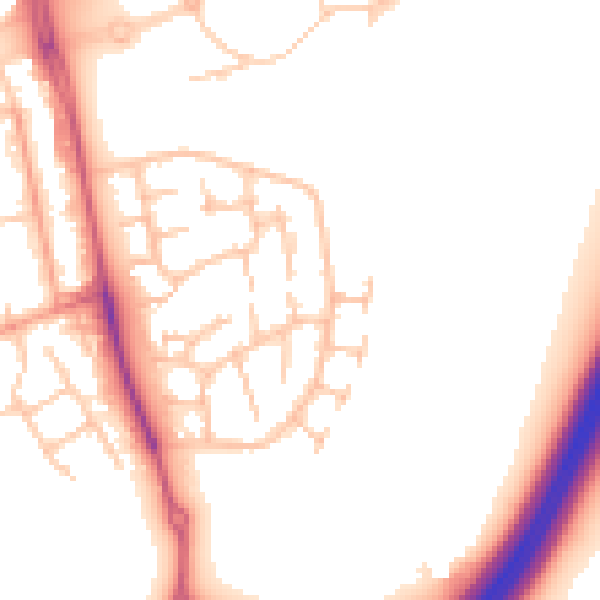 Daytime road noise heatmap for CV2 2JN