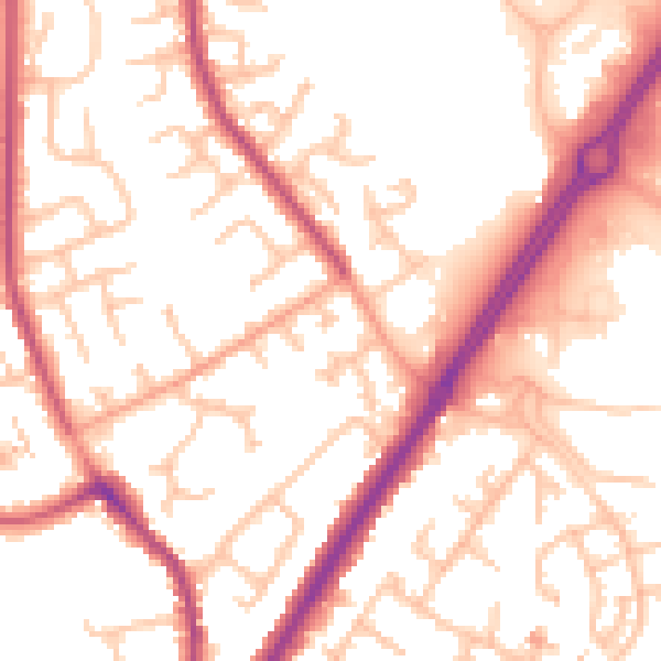 Daytime road noise heatmap for CV2 2NZ