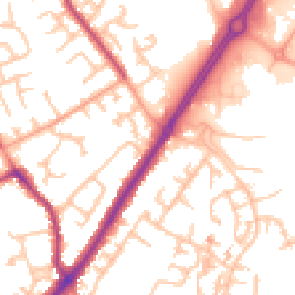 Daytime road noise heatmap for CV2 2QL