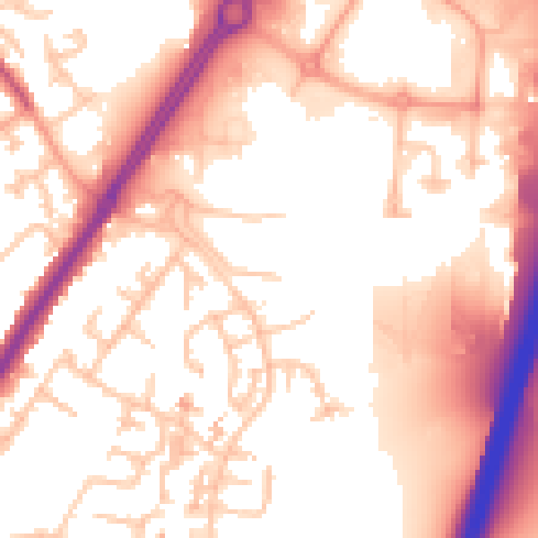 Daytime road noise heatmap for CV2 2QZ