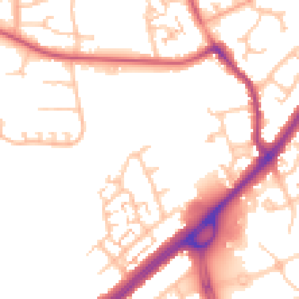 Daytime road noise heatmap for CV2 3BE