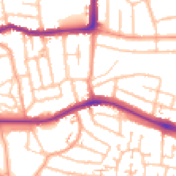 Daytime road noise heatmap for CV2 4AP
