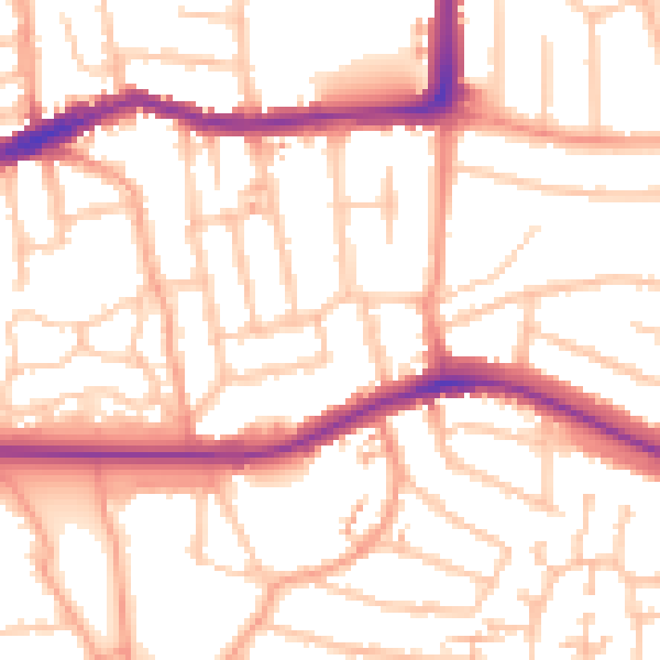 Daytime road noise heatmap for CV2 4AQ